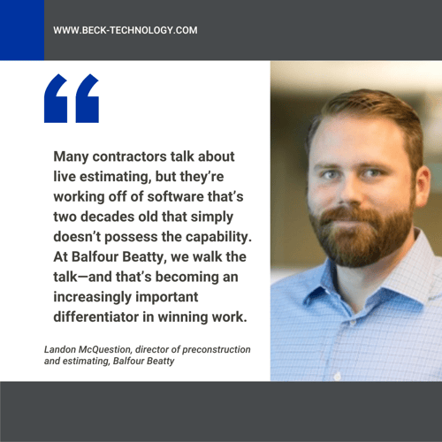 Landon McQuestion, Preconstruction Director from Balfour Beatty quote with headshot