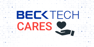 Blue and Red Beck Tech Cares logo 