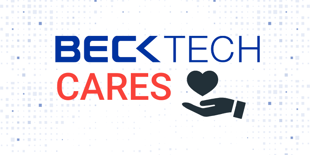 Blue and red Beck Tech Cares logo