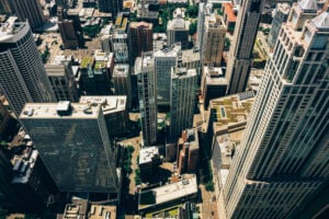 Looking down on downtown Chicago from John Hancock Center