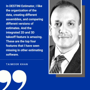 quote graphic describing the best features of DESTINI Estimator construction estimating software