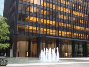 One of the pools in the plaza of the Seagram Building