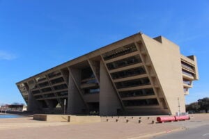 tan office building