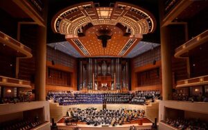 high-ceilinged auditorium