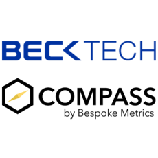 Beck Technology logo in blue and COMPASS by Bespoke Metrics logo in black