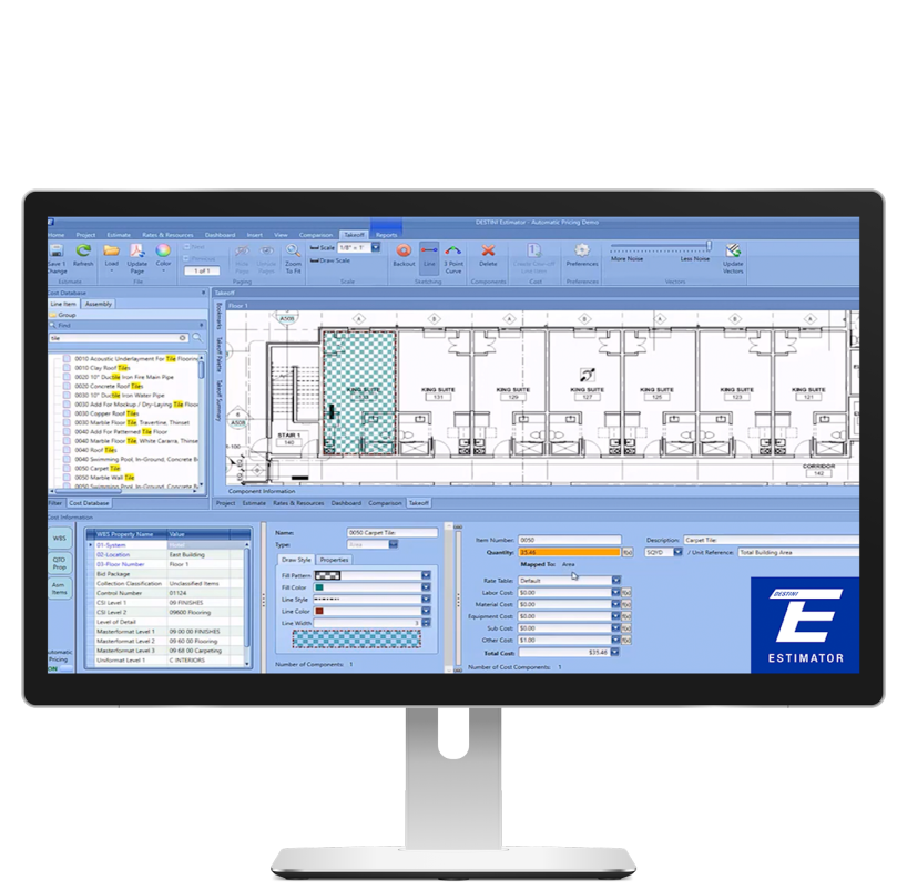 Monitor showing Estimator software