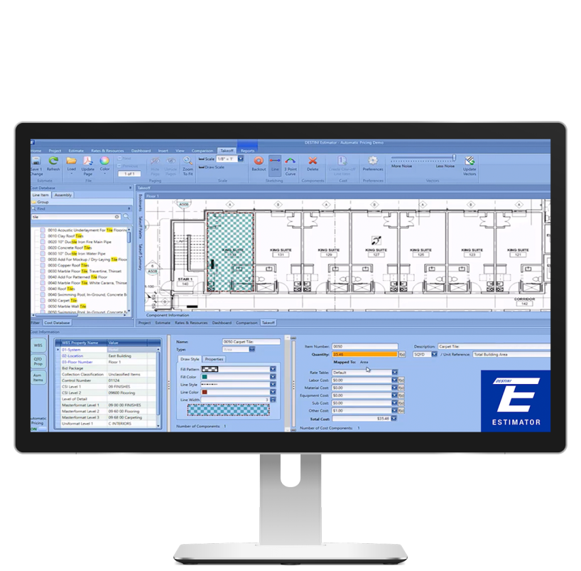 Monitor showing Estimator software
