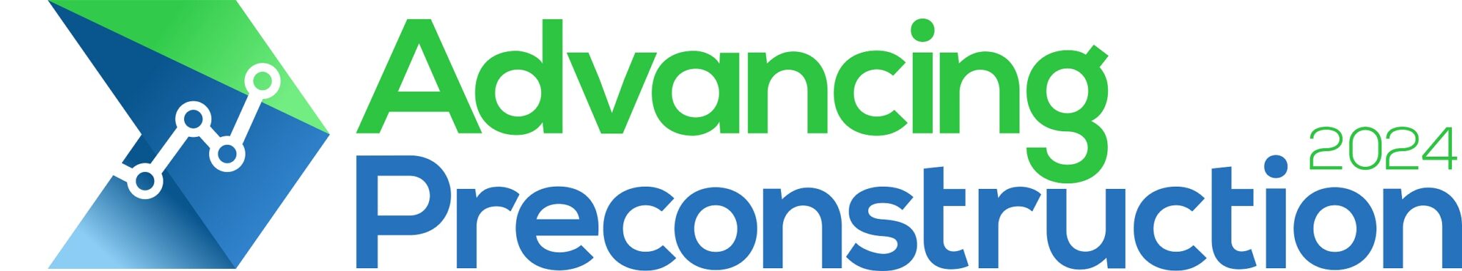 green Advancing blue Preconstrution text with blue/green arrow